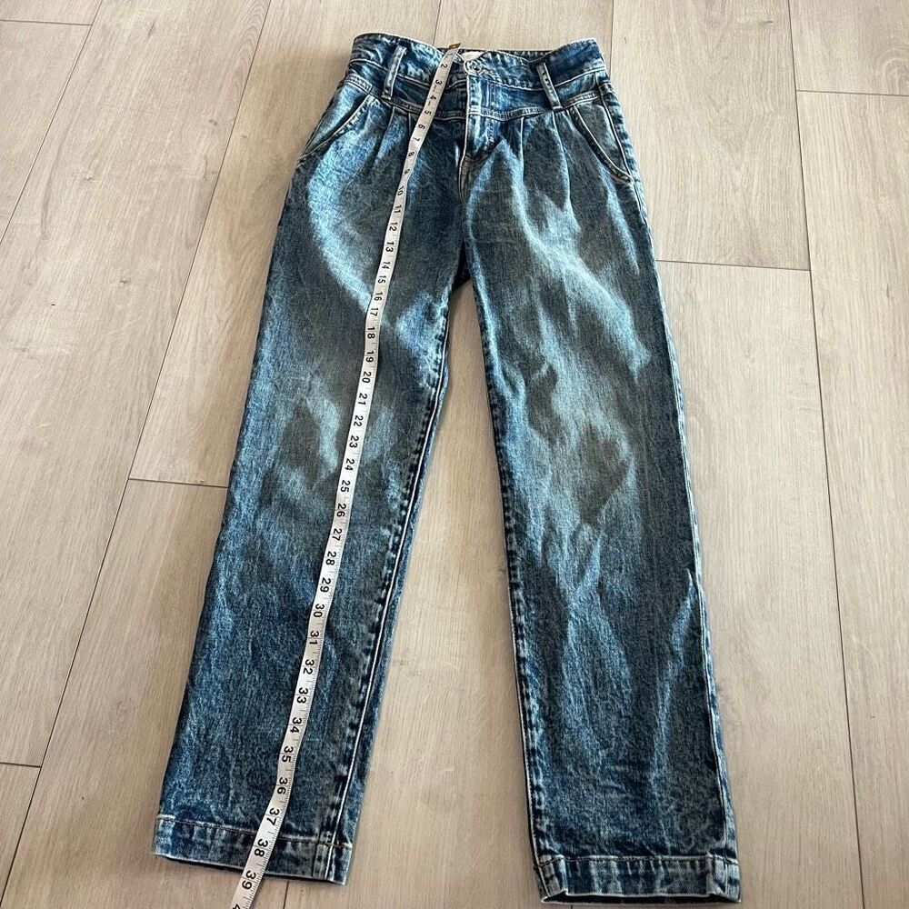 Jonathan Simkhai Theo High Rise Belted Pleated Taper Trousers Jeans size 24 - Picture 2 of 9